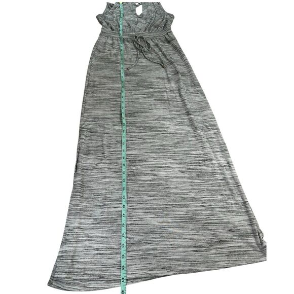 Banana Republic Womens Dress Maxi Halter Tie Neck Sz Xxs Heathered Gray Keyhole - Picture 13 of 15